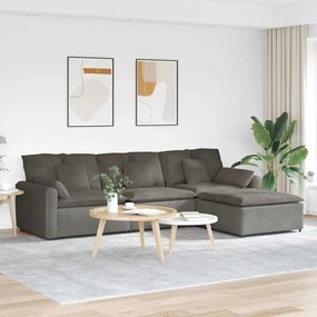vidaXL Sofá modular com pufes e almofadas cinzento-claro