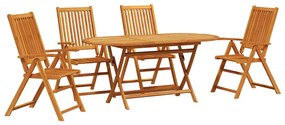 Conjunto de Jantar ao Ar Livre 5 pcs Madeira Natural Grande