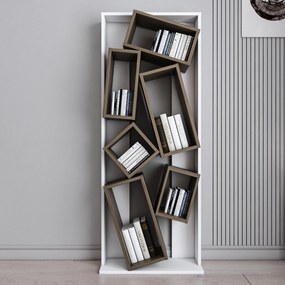 Estante Carmen – Branco e Nogueira – 63x153,6x24 cm