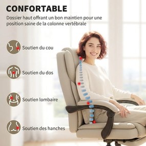 Cadeira de esritório Ergonómico, 67 x 65 x 119 cm, Encosto Reclinável, Bege