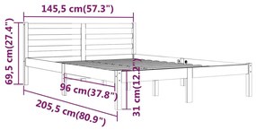 Estrutura de cama 140x200 cm pinho maciço branco