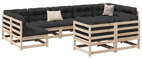 9 pcs conjunto sofás de jardim madeira de pinho maciço