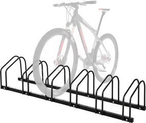 HOMCOM Suporte Estacionamento 6 Bicicletas Aço Resistente Interior Exterior 179x33x27 cm Preto Durável Fácil Montagem | Aosom Portugal