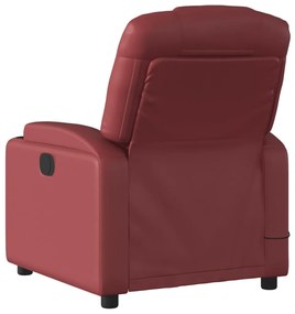 Poltrona massagens reclin. elétrica couro artif. vermelho-tinto