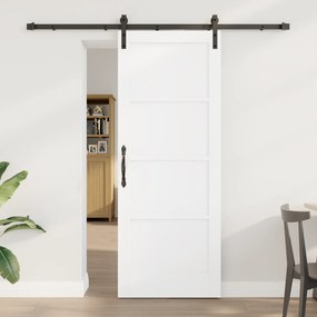 Porta Deslizante vidaXL com Conjunto de Ferragens Branca 78x202 cm Madeira Maciça de Pinus