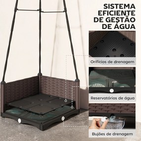 Floreira com Treliça Metálica para Plantas Trepadeiras Vaso de PP com Orifícios de Drenagem e Tampões 40x40x175 cm Castanho e Preto
