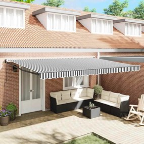 vidaXL Toldo retrátil 5x3 m tecido e alumínio antracite e branco