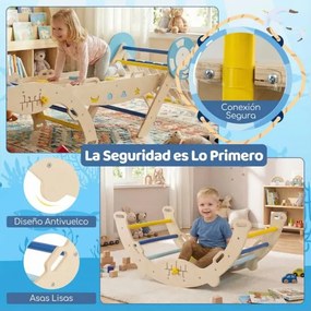 Conjunto de escalada triangular, ginásio dobrável com arco, rampa e escada de corda, brinquedo Montessori para crianças pequenas, multicolorido