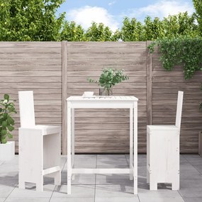 3 pcs conjunto de bar para jardim pinho maciço branco