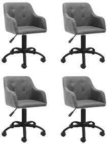 vidaXL Cadeiras de jantar giratórias 4 pcs tecido cinzento-claro