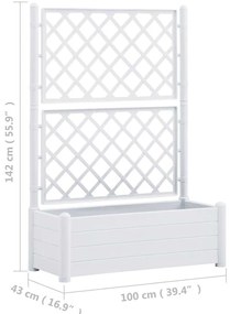 Vaso/floreira de jardim com treliça 100x43x142 cm PP branco