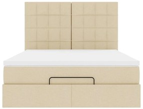 Estrutura de cama otomana com colchão tecido creme 140x200cm