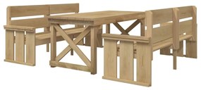 3 pcs conjunto de jantar para jardim pinho impregnado maciço