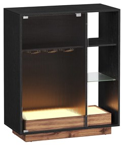 Garrafeira para vinhos com iluminação e porta de vidro canelado 42 x 88 x 105 cm Preto 