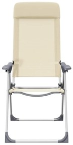 Cadeiras de campismo dobráveis 2 pcs alumínio creme