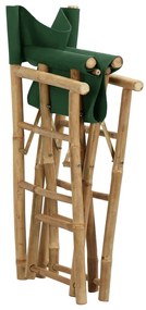 Cadeiras de realizador dobráveis 2 pcs bambu e tecido verde