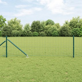 Cerca Europeia com 13 Postes em Ponta 0,4x50 m Aço Galvanizado Verde