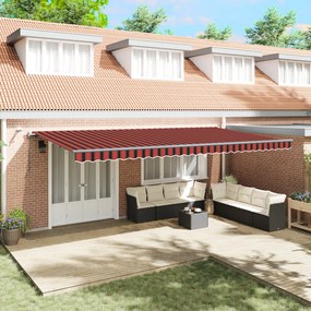 vidaXL Toldo Retrátil Automático com LED Laranja e Marrom 600x300 cm
