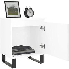 Mesas cabeceira 2pcs derivados de madeira branco brilhante
