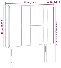 Cabeceira cama c/ luzes LED tecido 83x16x118/128 cm cinza-claro