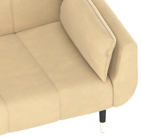 Sofá-cama 2 lugares com duas almofadas veludo cor creme