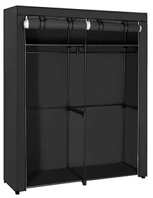Guarda-roupa SONGMICS, guarda-roupa para quarto com 2 varões, guarda-roupa portátil de tecido, dobrável, cabideiro para armário, 43 x 140 x 174 cm, preto RYG02BK