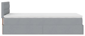 Cama otomana com colchão 100x200 cm tecido cinzento claro