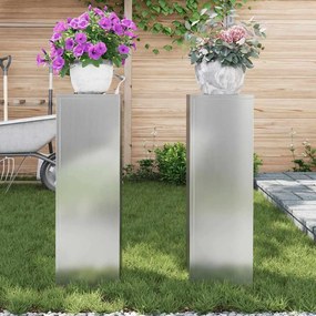 Suportes de Plantas para Exterior Pilar 2 pcs 24x24x75 cm Aço Galvaniz