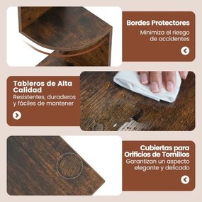 Estante de canto 20 x 20 x 126 cm de 5 níveis Organizador de armazenamento montado na parede para sala, quarto e cozinha Castanho