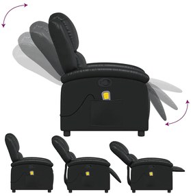 Poltrona de massagens reclinável couro artificial preto