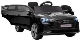 HOMCOM Carro Elétrico Audi E-Tron 12V com Faróis Buzina Música MP3 TF USB e Abertura da Porta 3-8km/h 108x60x47 cm Preto