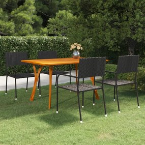 vidaXL 5 pcs conjunto de jantar para jardim preto