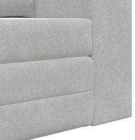 Sofá Cama de Piso 2-em-1 Cinza Claro 148x71x83 cm Veludo