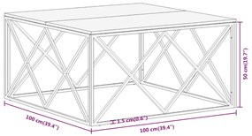 Mesa de centro aço inoxidável/madeira de acácia maciça prateado