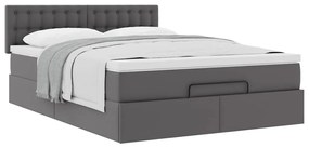 Estrutura de cama otomana com colchão 140x190 cm cinzenta