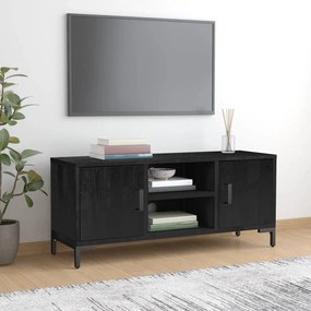 Móvel de TV 110x35x48 cm pinho reciclado maciço preto