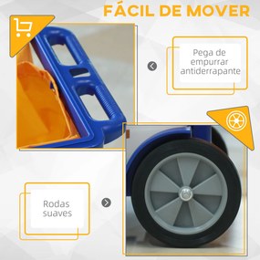 Carro de Limpeza com Bolsa Carrinho de Limpeza com Rodas e 3 Prateleir