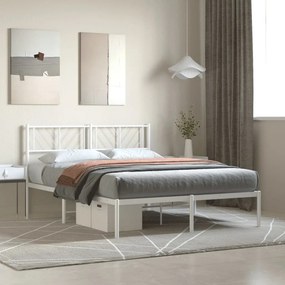 Estrutura de cama com cabeceira 160x200 cm metal branco