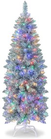 Árvore de Natal artificial pré-iluminada com lápis pré-iluminados de 150 cm com decoração festiva com suporte duplo de metal