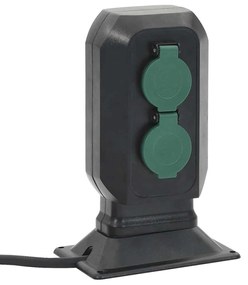 vidaXL Tomada p/ o exterior c/ estaca 2 vias 15,5x11x24 cm preto/verde