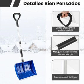 Pá de Neve, 40,5 x 13 x 122 cm, Lâmina Larga com Bordo de Alumínio, Azul