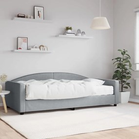 Sofá-cama com colchão 100x200 cm tecido cinzento-claro