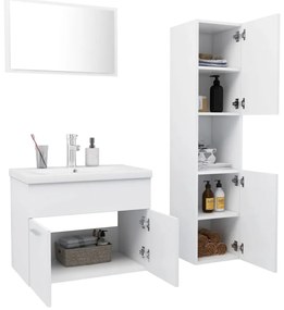 Conjunto de móveis de casa de banho derivados madeira branco