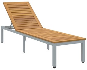 Espreguiçadeira Cinza 200x55x35 cm Madeira de Acácia