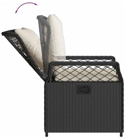 7 pcs conjunto de jantar p/ jardim c/ almofadões vime PE preto