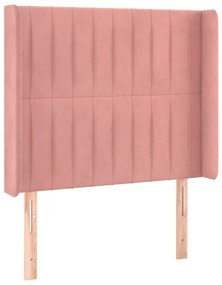 Cama box spring c/ colchão/LED 80x200 cm veludo rosa