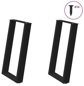 Pernas p/ mesa de jantar 2 pcs forma U 60x(72-73) cm aço preto