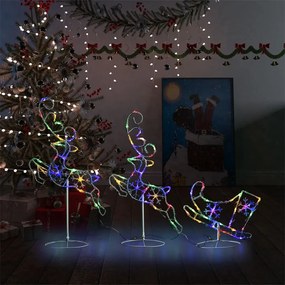 328512 vidaXL Rena voadora/trenó de Natal 260x21x87cm acrílico colorido