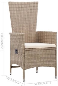 3 pcs conjunto de jantar para jardim bege