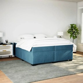 Cama com molas/colchão 200x200 cm veludo azul-escuro